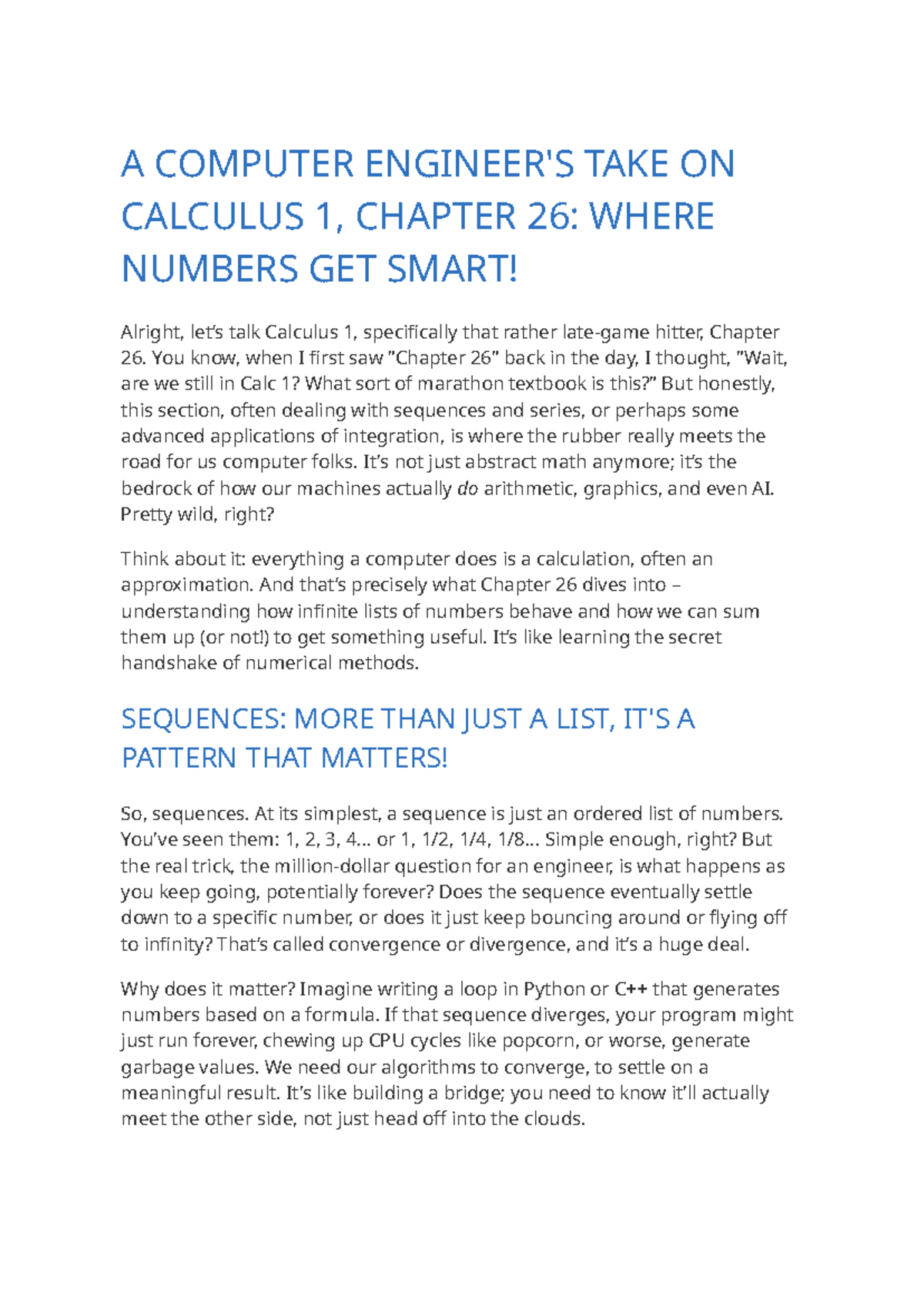 Calculus 1 Review: Chapter 26 - Sequences, Series, and Taylor Series ...
