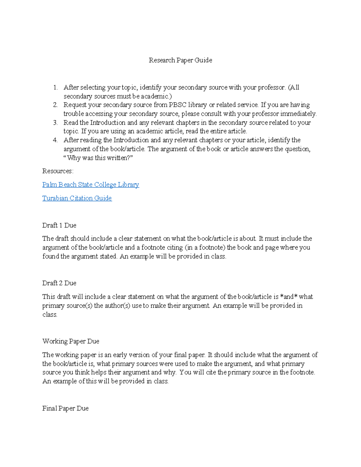 Research Paper Guide 1: Steps for Drafting and Citing Sources - Studocu