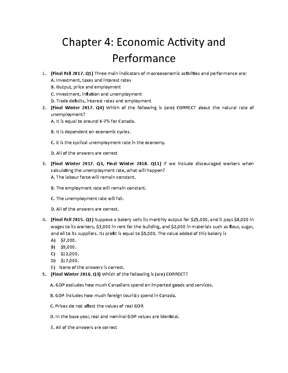 Chapter 4 session 1 Econ 203 - Chapter 4: Economic Activity and ...