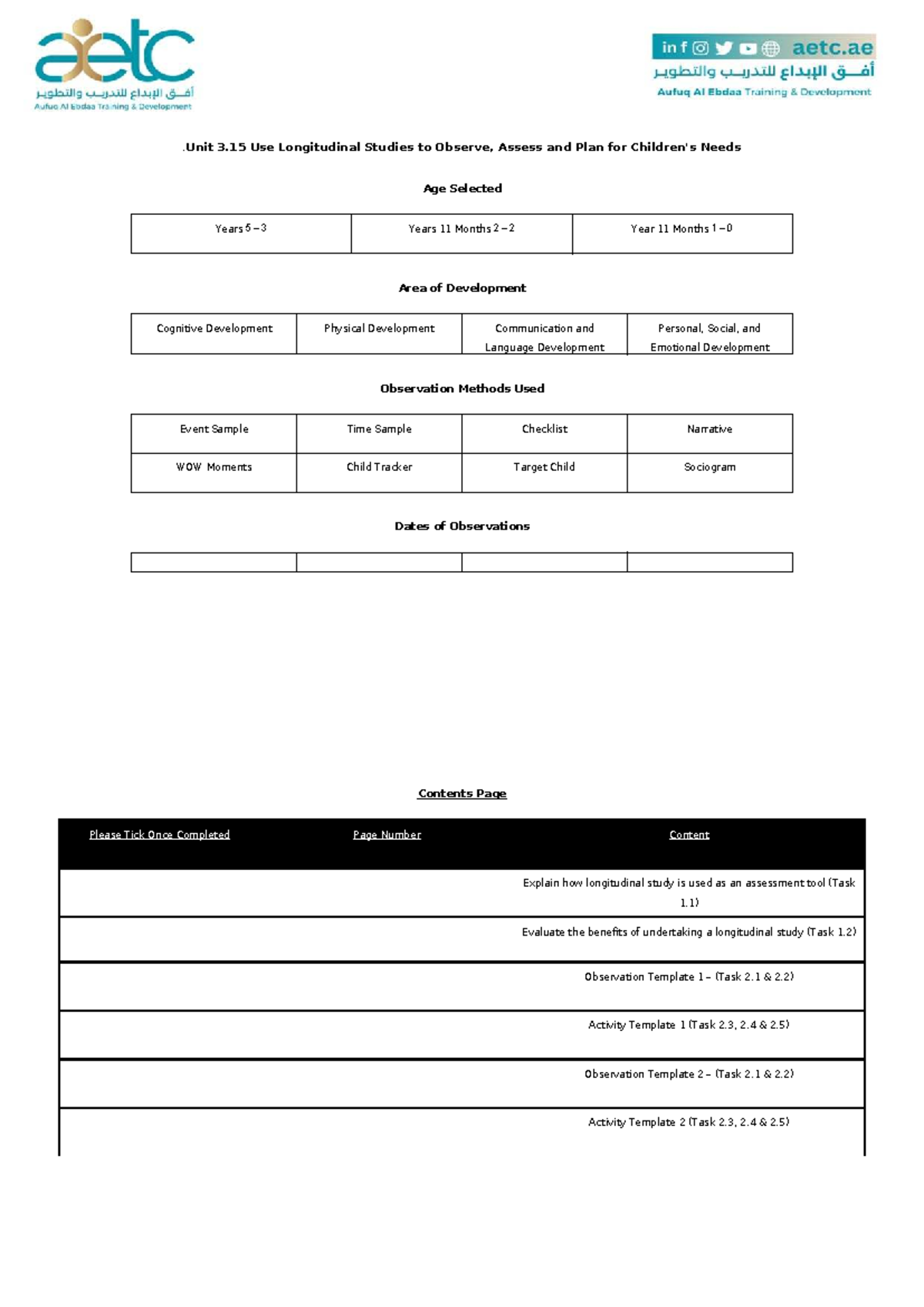 Unit 3 - Longitudinal Studies for Early Years Practitioners - Studocu