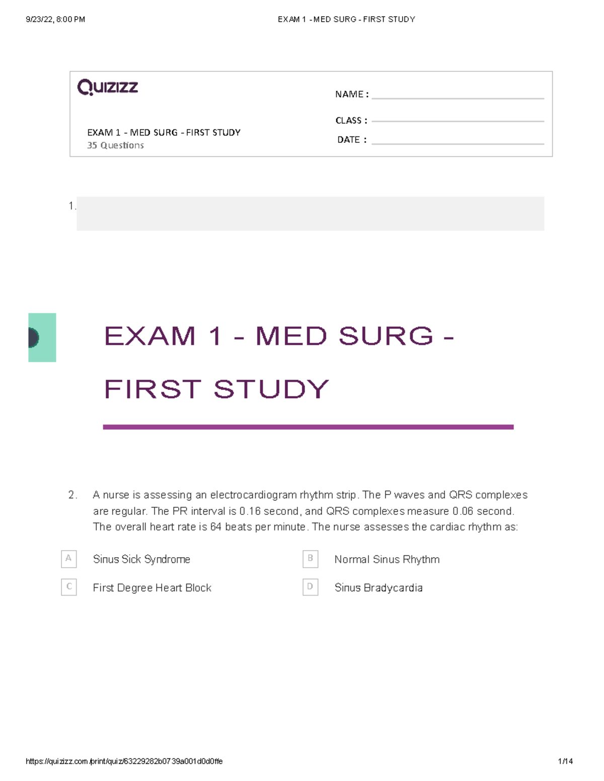 EXAM 1 - MED SURG - Study Guide and Practice Questions - Studocu