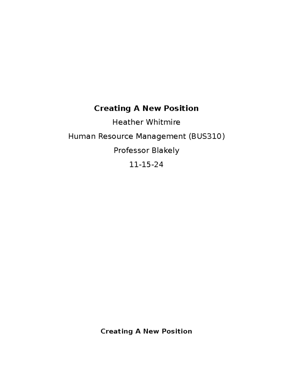 BUS310 Week 6 Assignment: Job Analysis for New Marketing Manager ...