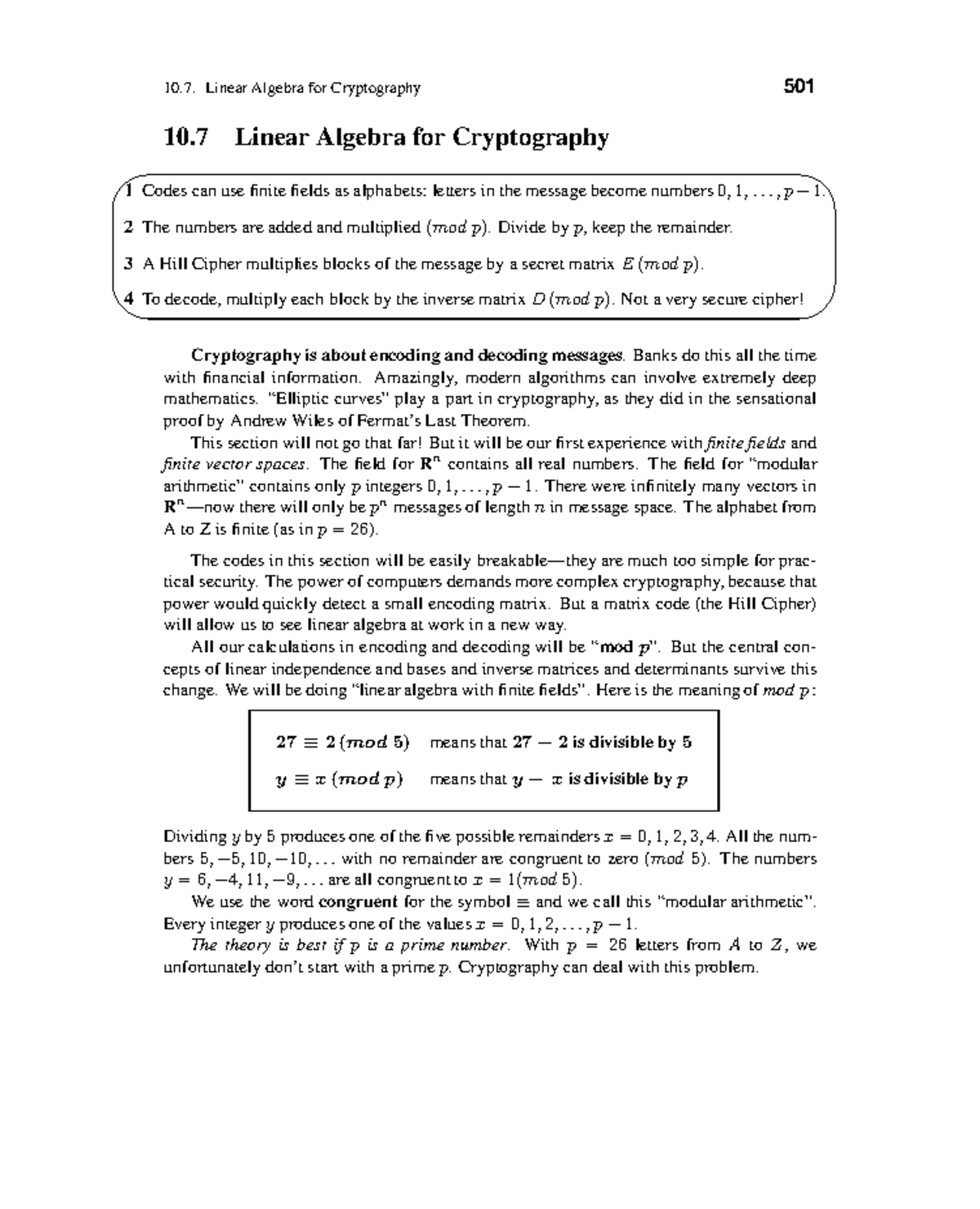 Linear Algebra Applications in Cryptography (MATH 501) - Studocu