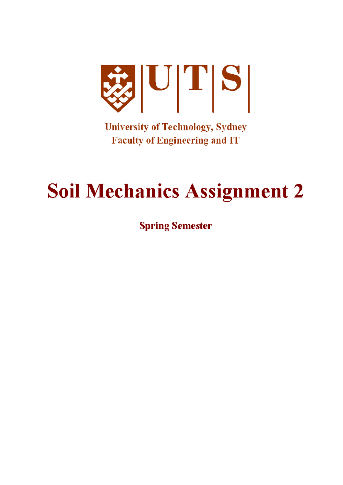Soil Mechanics Assignment 2 - Spring Semester - Studocu