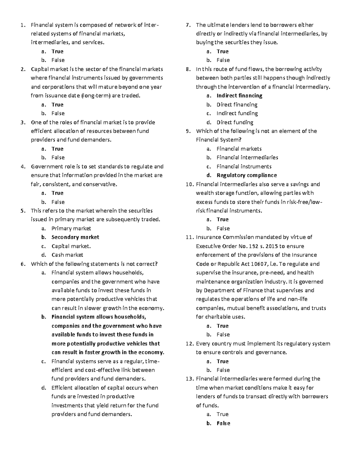 Test Bank for Financial System: Answer Key and Explanations - Document Preview