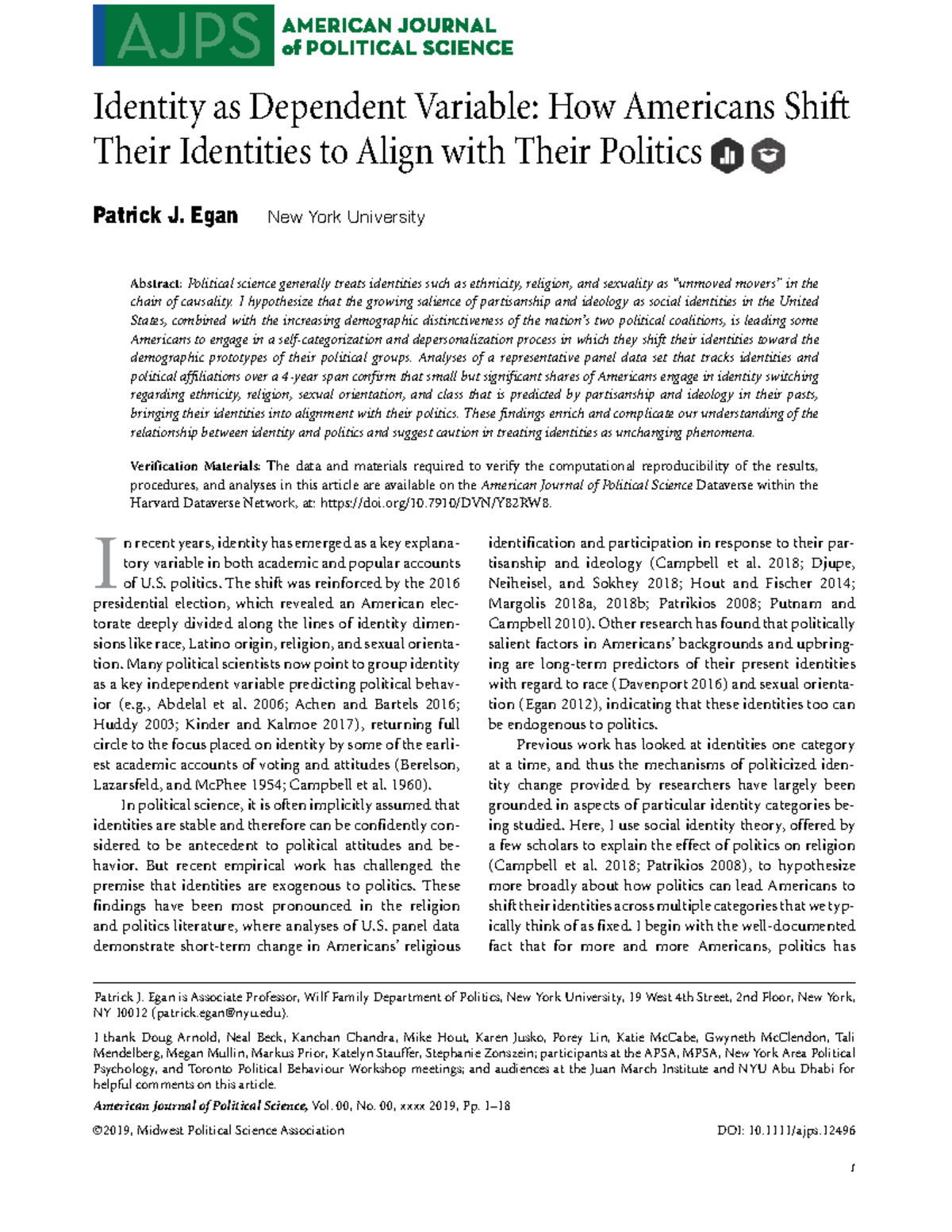 Identity Shifting in U.S. Politics: Aligning Ethnicity with Ideology ...