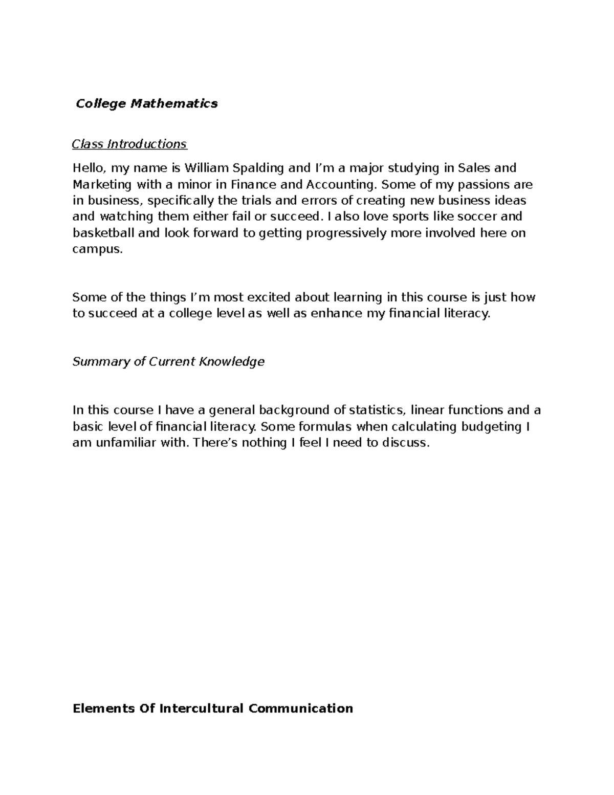 Class Introductions for College Mathematics (Course Code: CM101) - Studocu