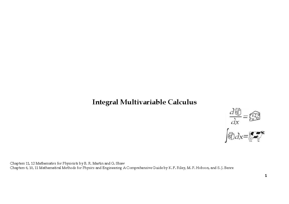 Integral Multivariable Calculus Notes - 2b Mathematical Concepts - Studocu