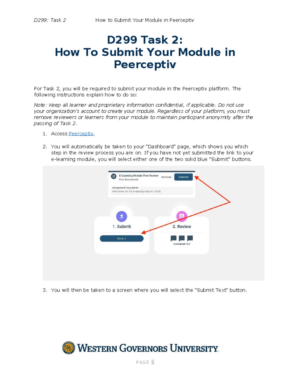 D299: Task 2 Submission Guide for Peerceptiv Module - Studocu
