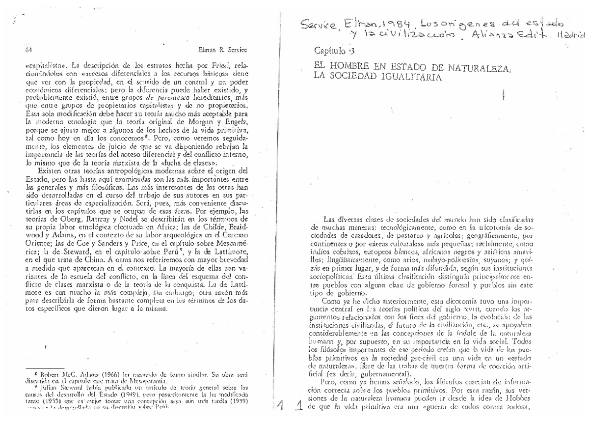 Service - Los origenes del Estado y de la civilizacion Cap - Elman R