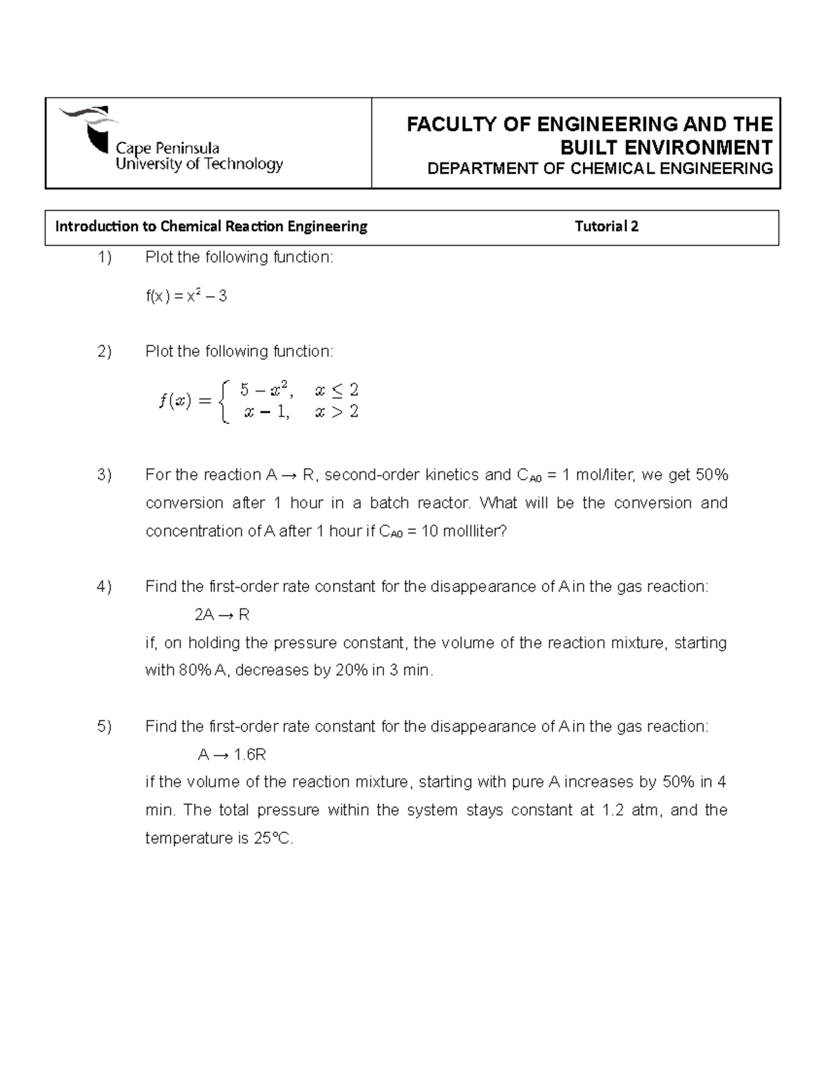 ICR Tutorial 2 - De - FACULTY OF ENGINEERING AND THE BUILT ENVIRONMENT ...