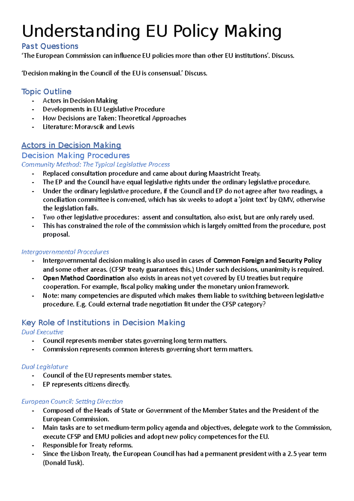 Understanding EU Policy Making: Key Concepts and Procedures Analysis ...