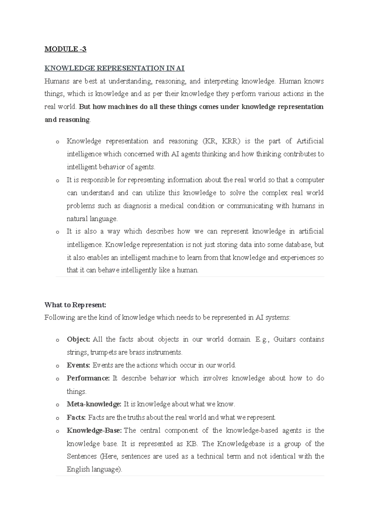 Module-3 notes ai - dfvdvfdv - MODULE - KNOWLEDGE REPRESENTATION IN AI ...