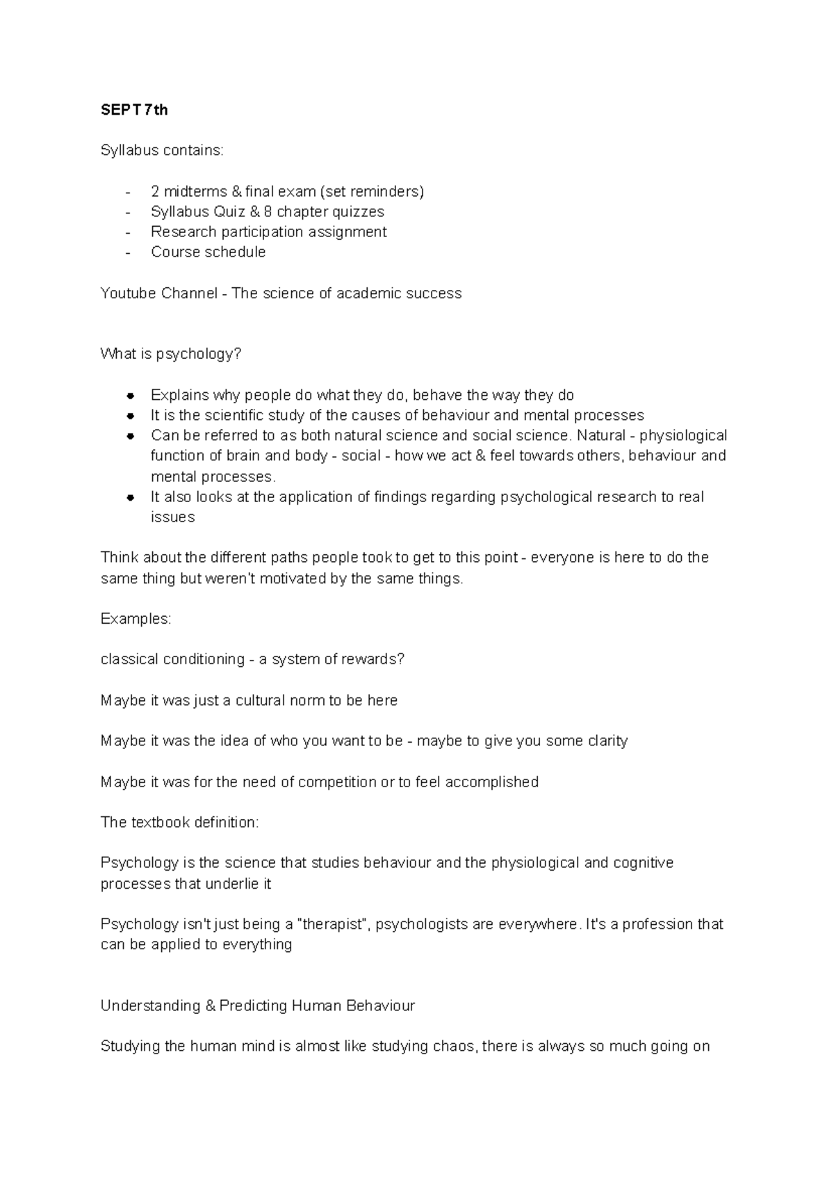 Chapter 1 - Introduction to Psychology (Psych 1001-B) - Studocu