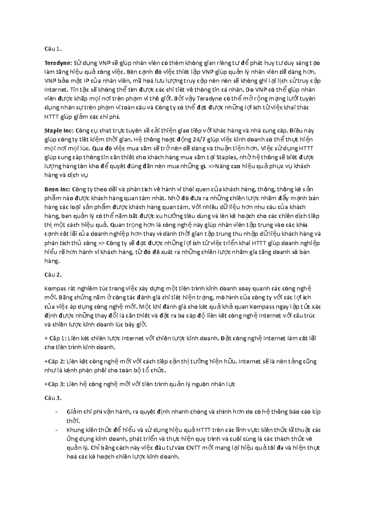 Case Study on Technology Solutions for Business Efficiency: Case-1 ...