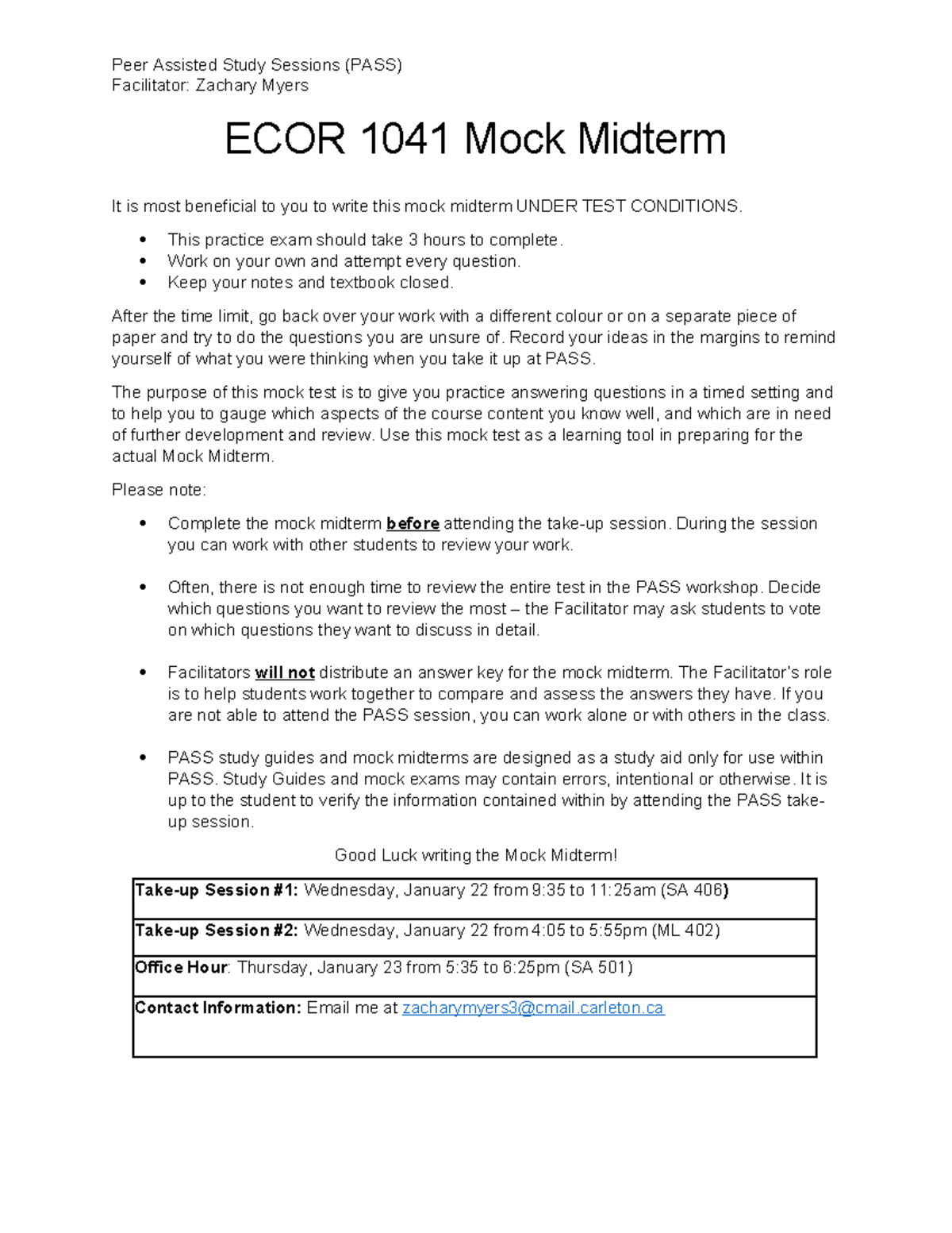 ECOR 1041 Mock Midterm Practice Exam by Zachary Myers - Studocu