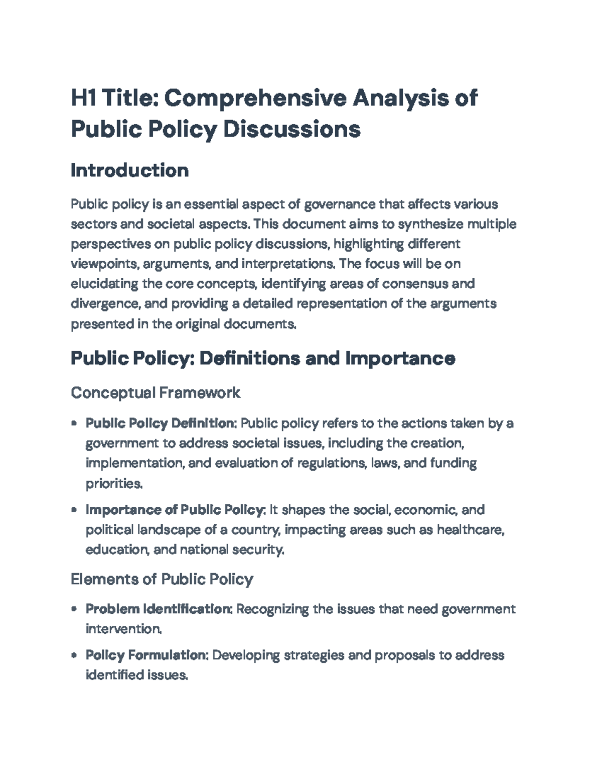 Comprehensive Analysis of Public Policy Discussions (POL 101) - H1 ...