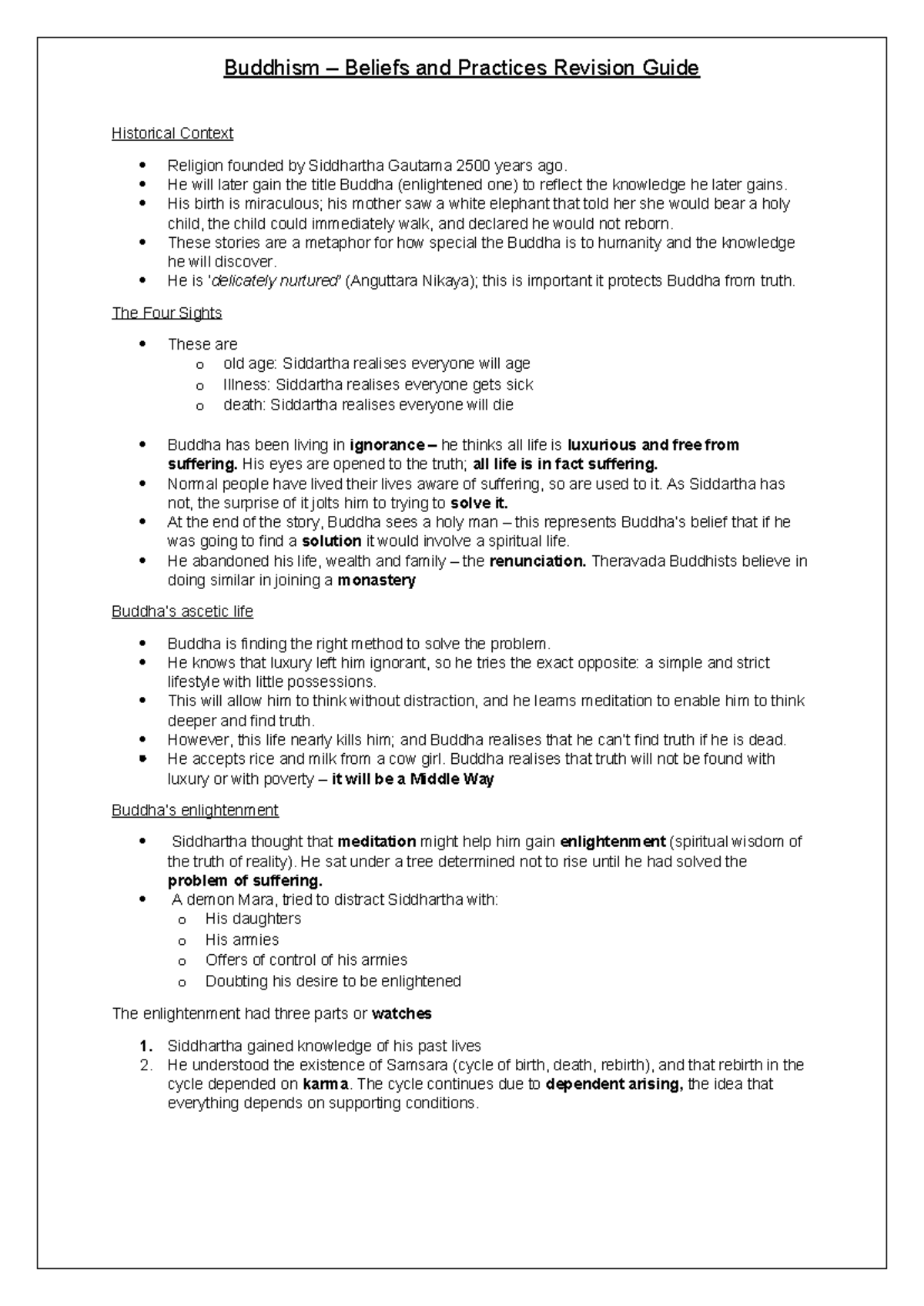 Buddhism Beliefs and Practices Revision Guide (Course Code: REL101 ...