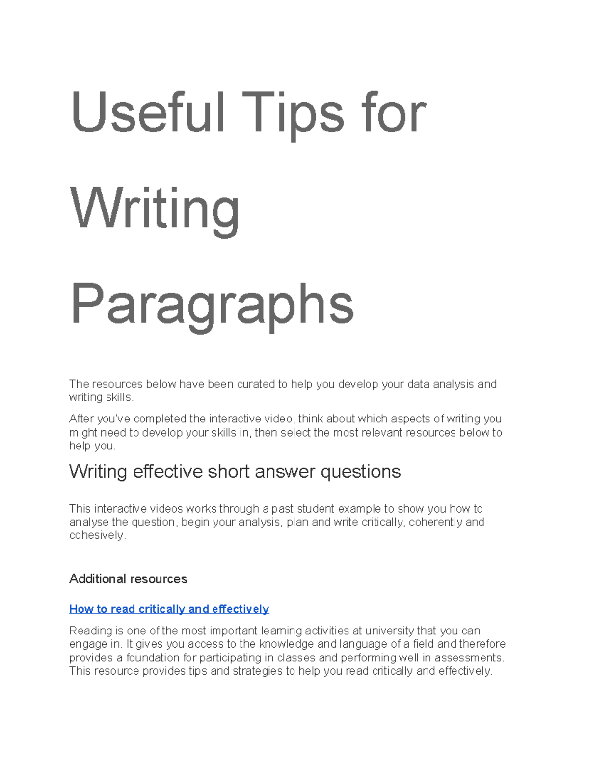 Effective Writing Tips for Paragraphs and Responses - Studocu