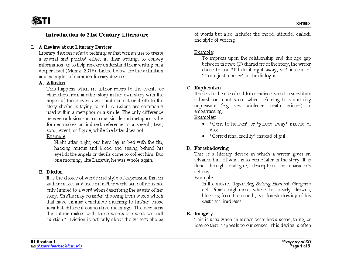 01 Handout 1(20) - 21st Century Module 1 - 01 Handout 1 *Property of ...