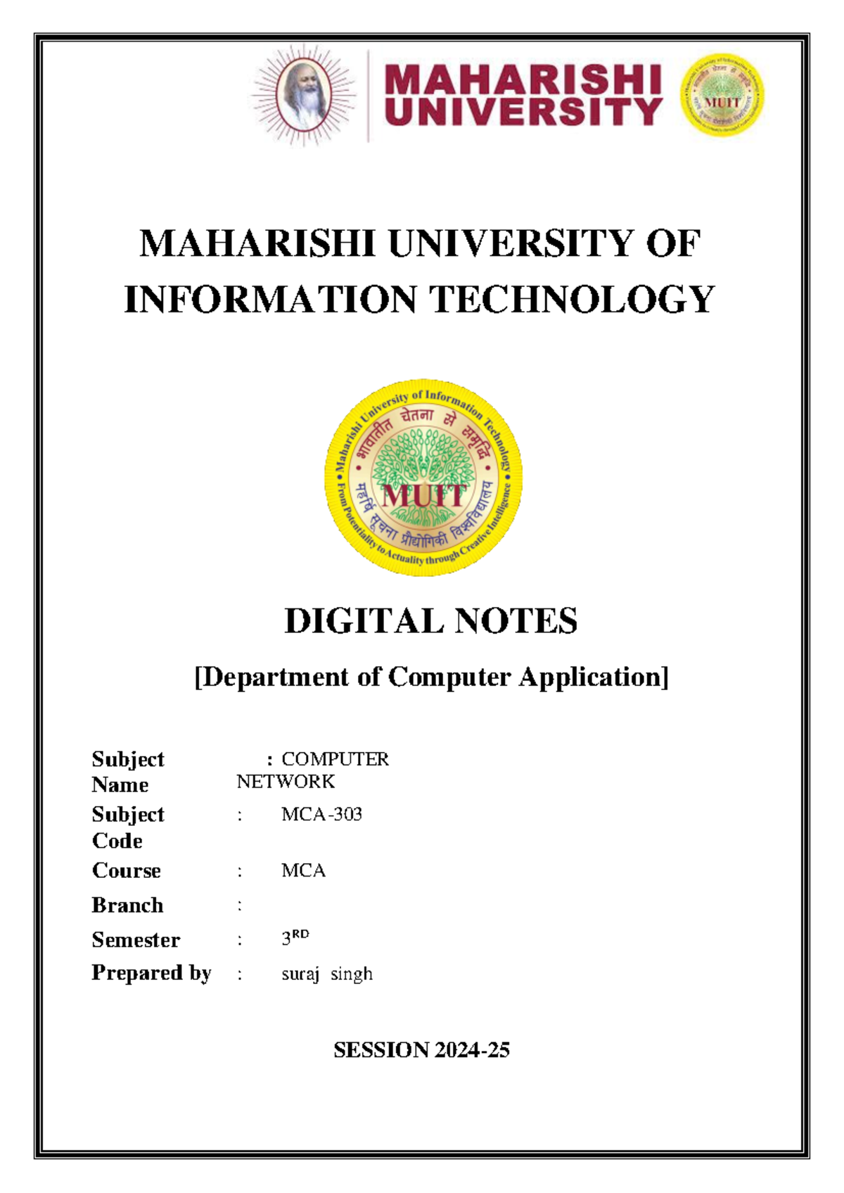 MCA-303: Computer Networks Notes - MAC Layer & Channel Allocation (Unit ...