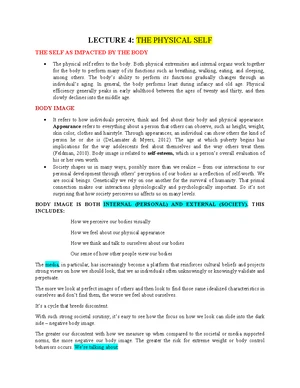 UTS Lesson 4 & 5: Understanding the Physical and Sexual Self - Studocu