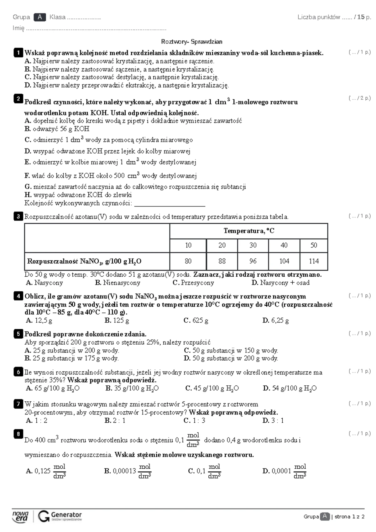 Sprawdzian Z Chemii Otrzymywanie Ropy Naftowej