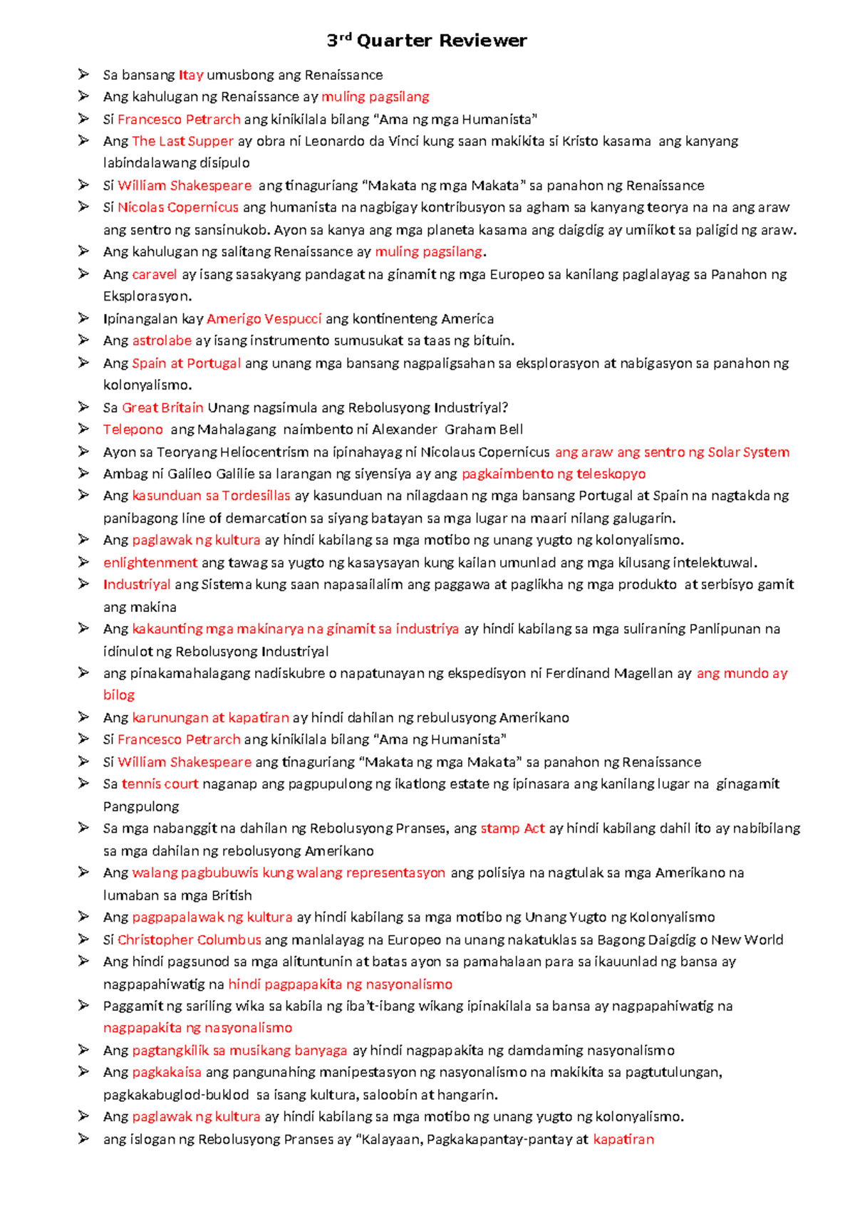 3rd-quarter-reviewer - 3 rd Quarter Reviewer Sa bansang Itay umusbong ...