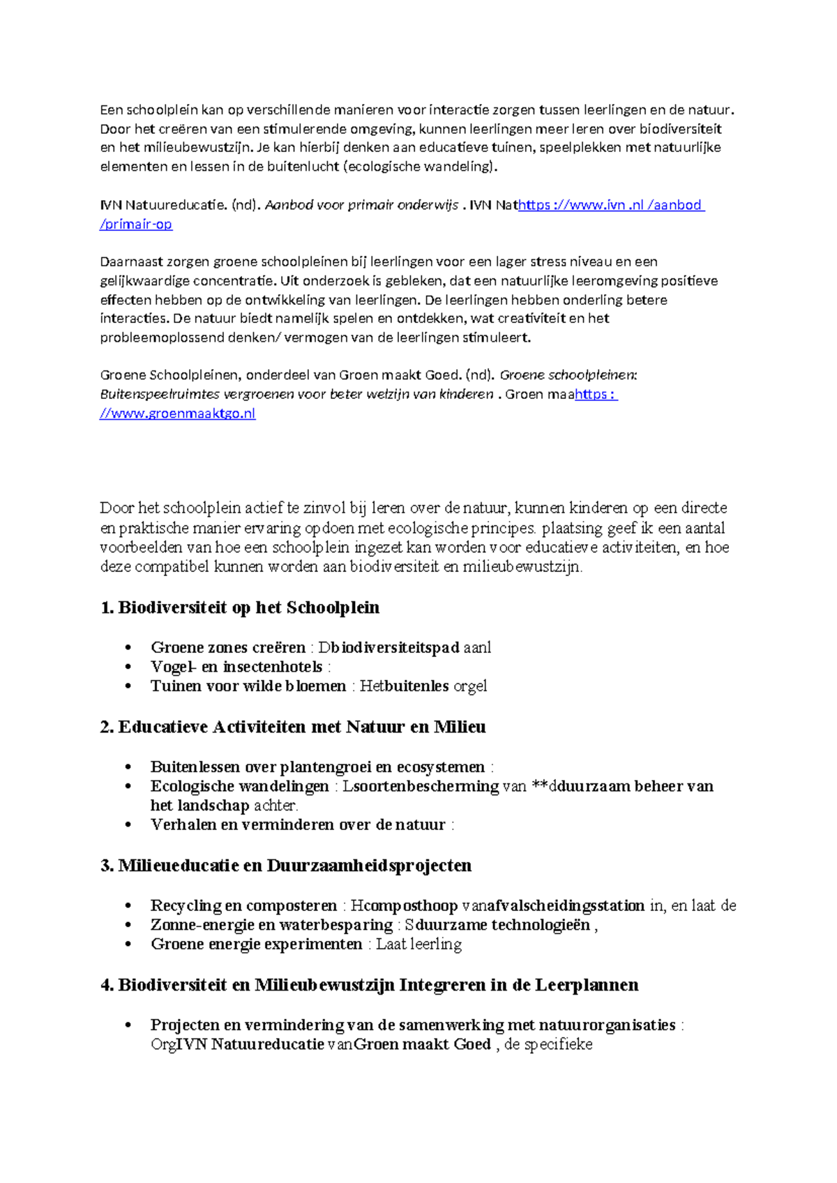 Onderzoek naar Interactie Tussen Leerlingen en Natuur op Schoolpleinen ...