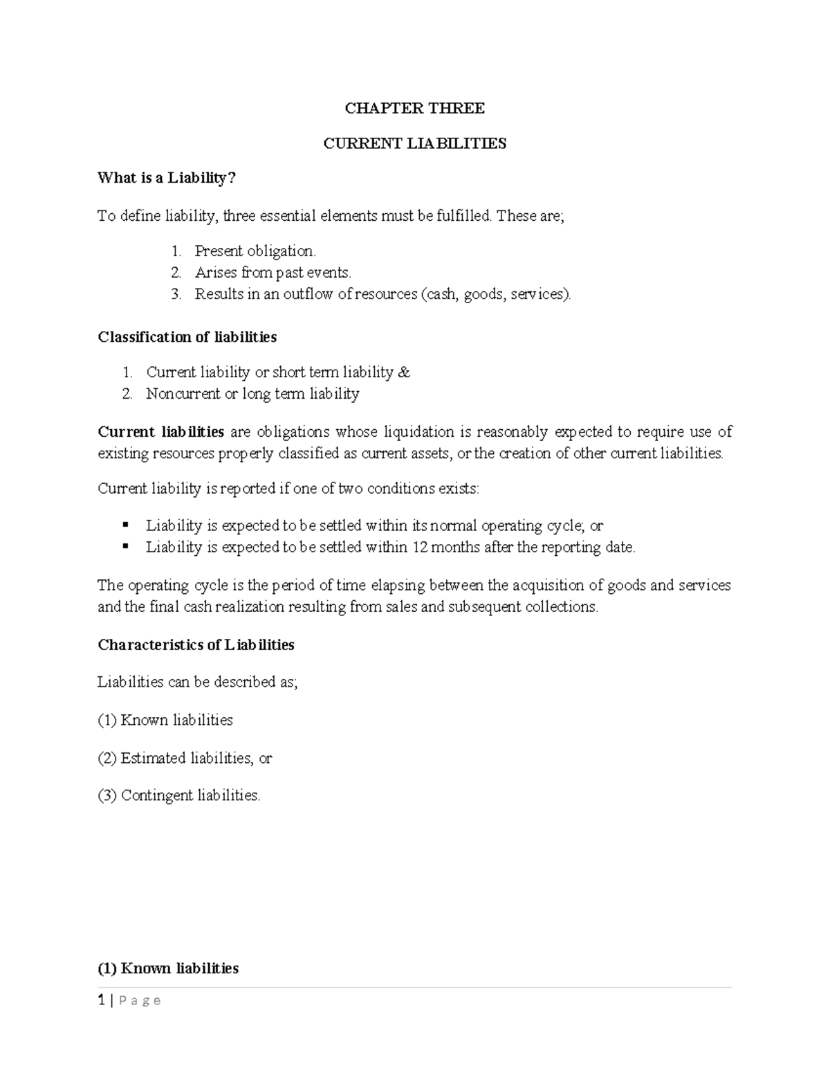 CHAPTER 3: CURRENT LIABILITIES AND THEIR CLASSIFICATION - Studocu