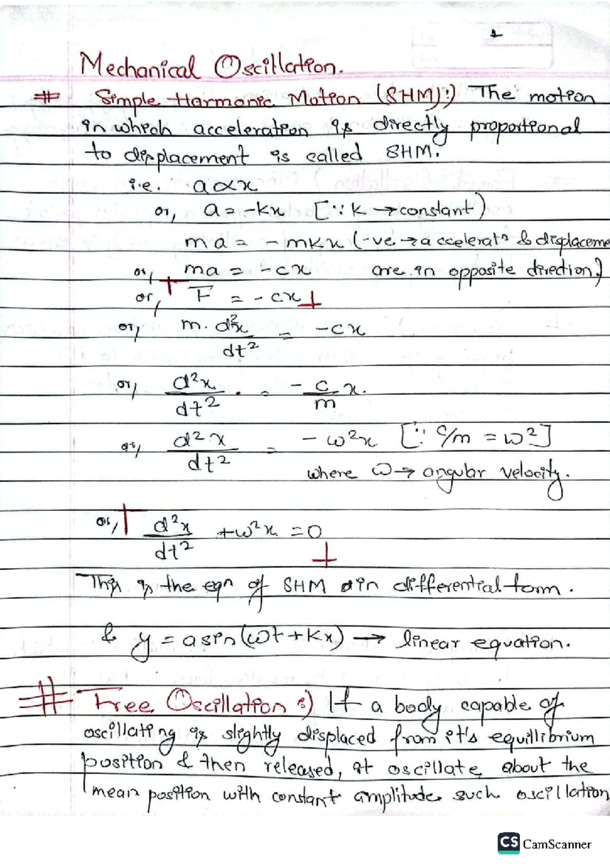 Physics BE Civil 1 Sem: Oscillation & Wave Motion Notes - Studocu