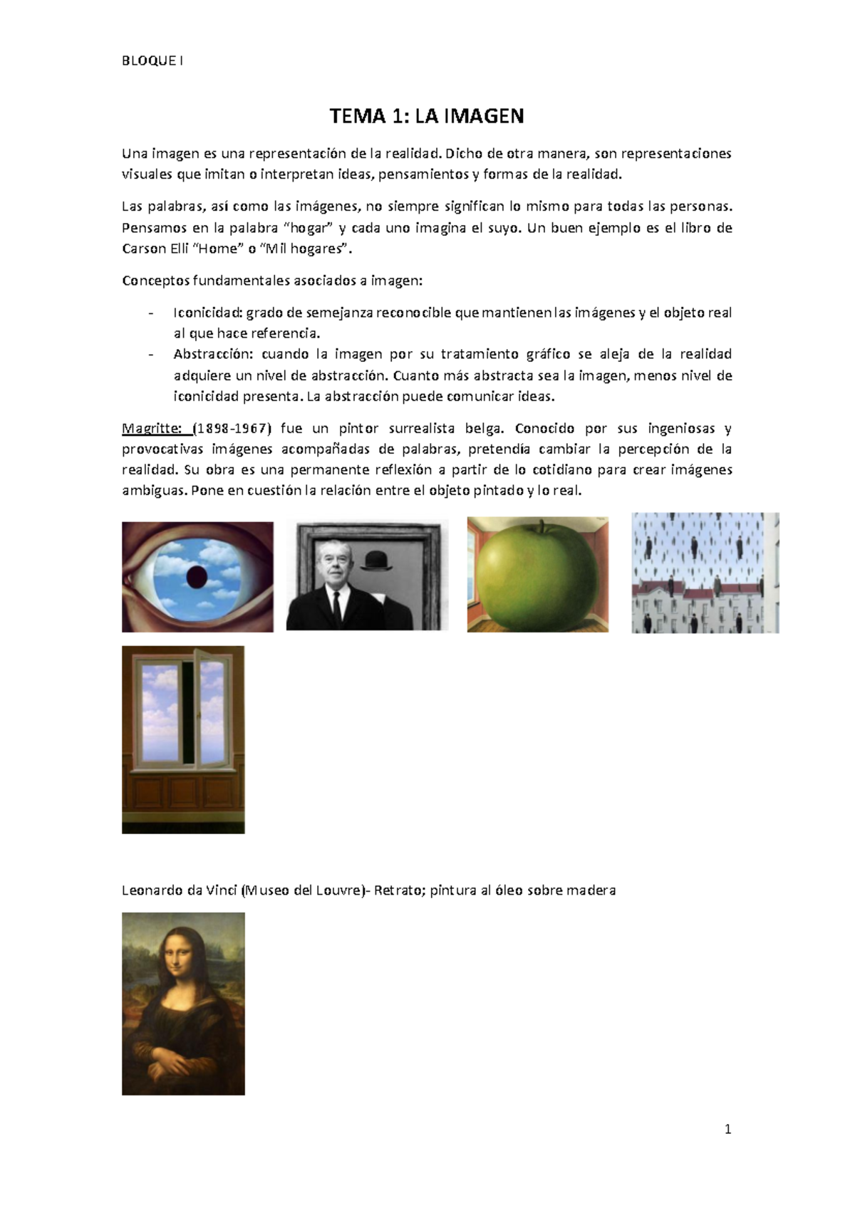 TEMA 1: La Imagen y su Interpretación en el Arte Visual - Studocu
