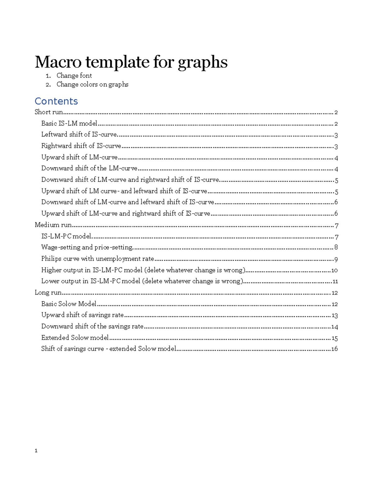 Macro Template for Graphs: Short, Medium, and Long Run Analysis - Studocu
