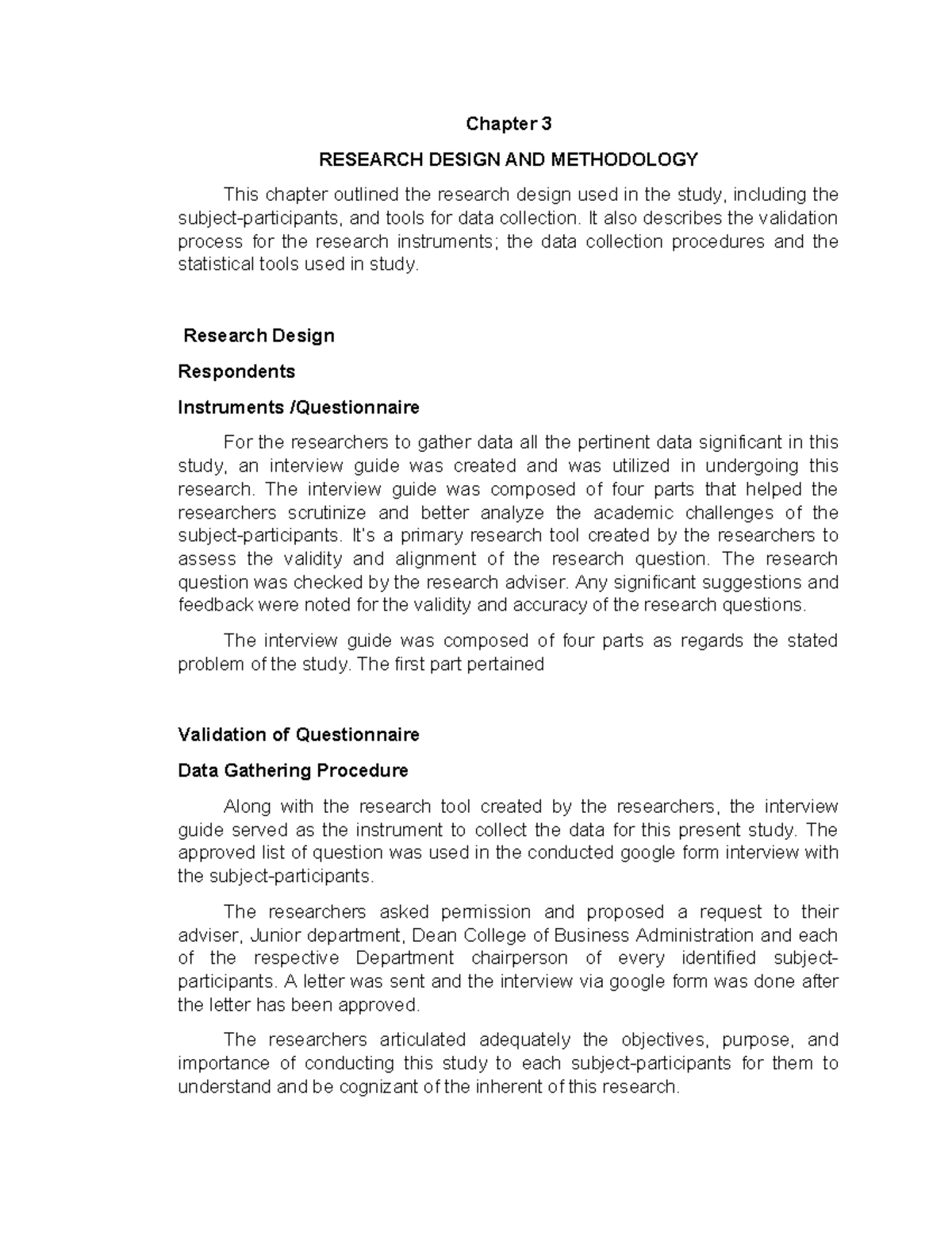 Chapter 3: Research Design & Methodology (HRDM) - Studocu