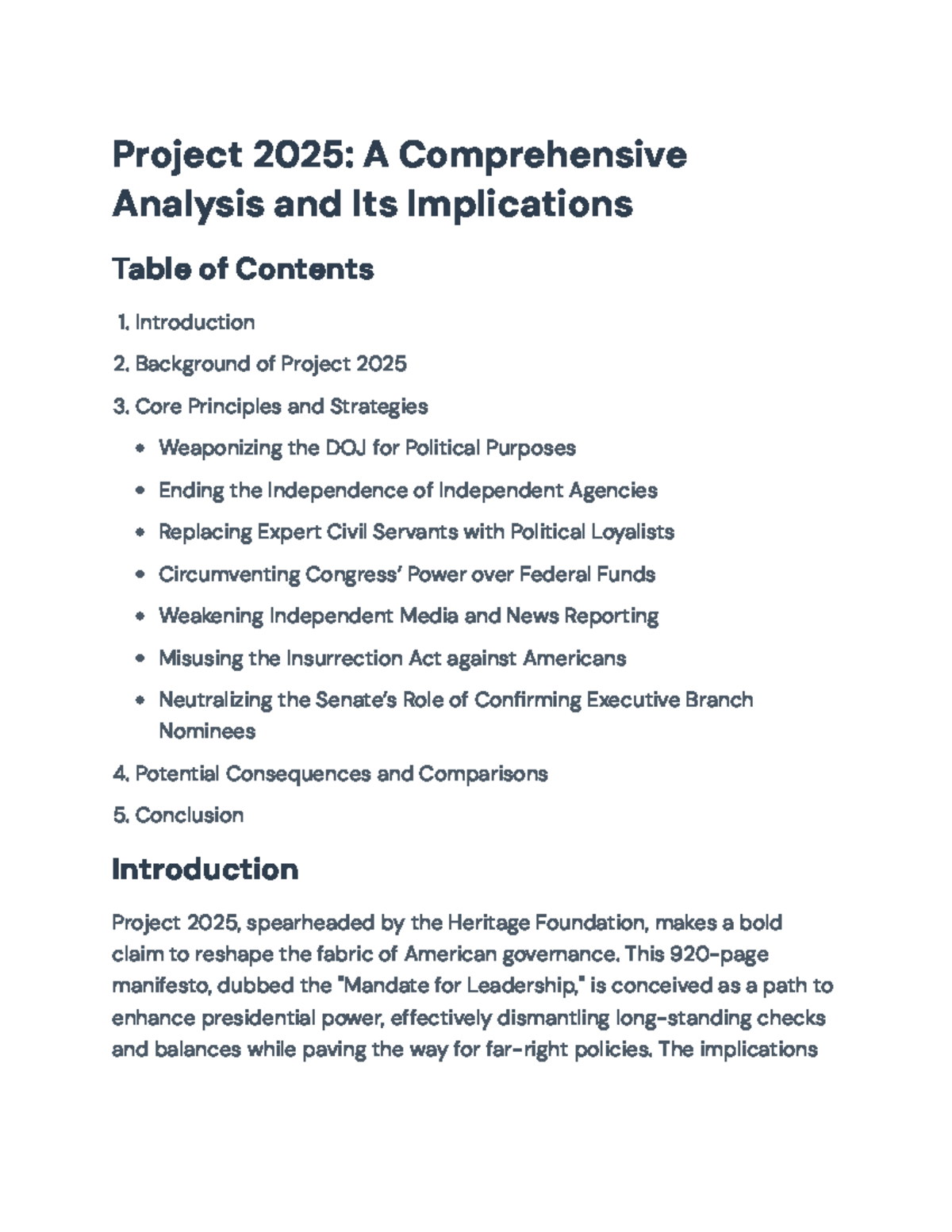 Project 2025 Analysis: Evaluating Implications and Strategies - Project ...