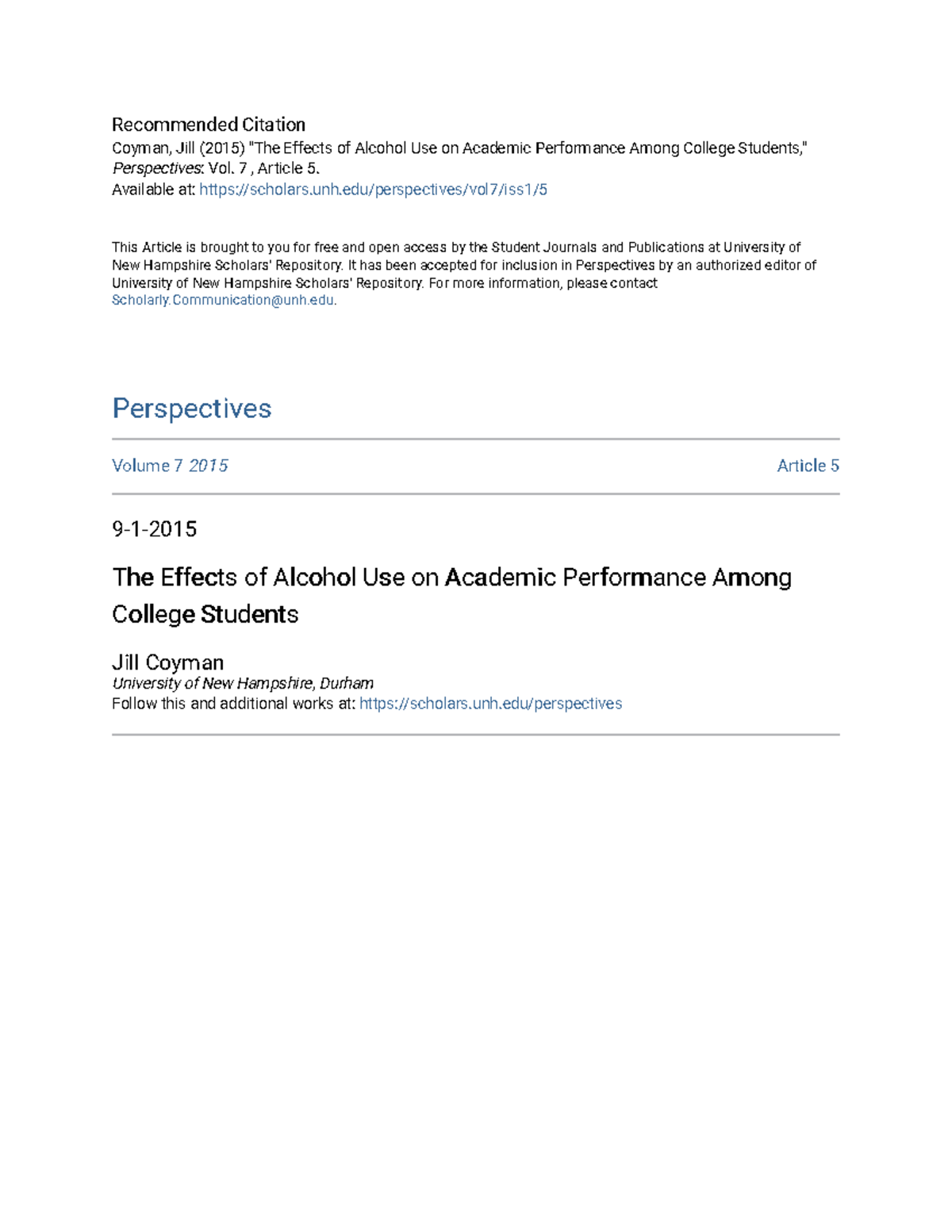The Impact of Alcohol Consumption on College Students' GPA (PSY 101 ...