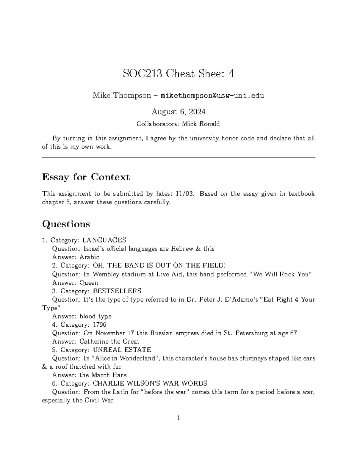 SOC213 Final Exam Cheat Sheet 4 - Key Sociology Concepts - Studocu