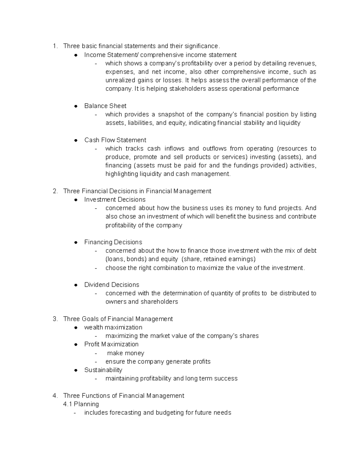 Financial Management (FIN 101): Key Concepts and Analysis Overview ...
