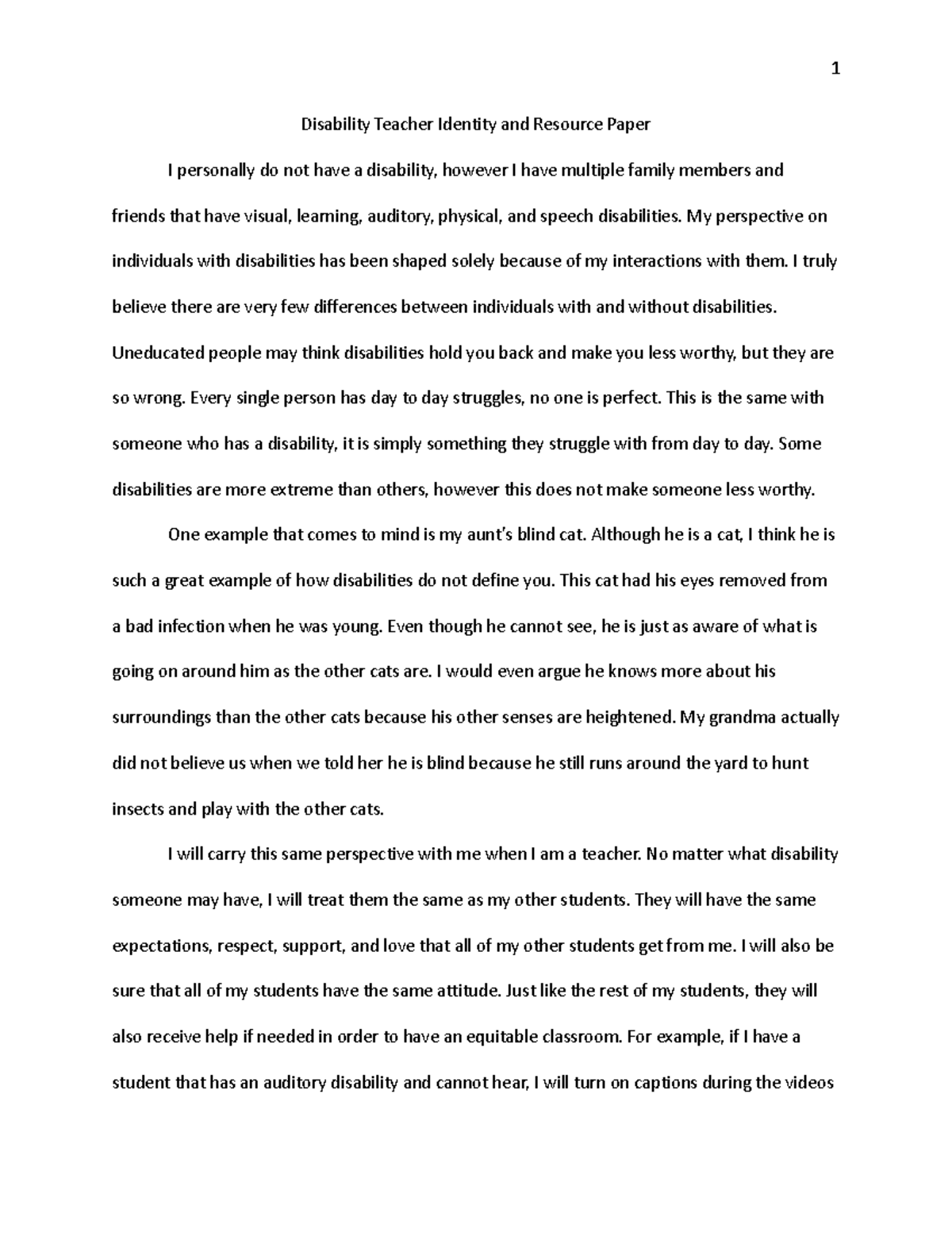 Disability Teacher Identity and Resource Paper - My perspective on ...