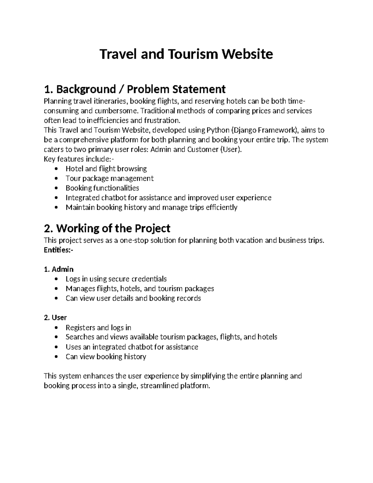 Travel and tourism project example - Xalam.blog