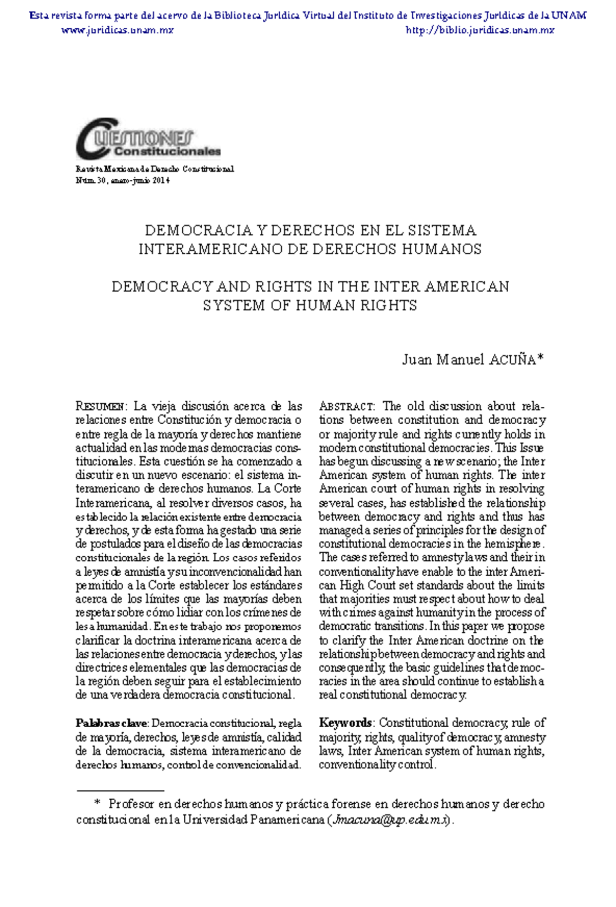 Democracia y Derechos Humanos en el Sistema Interamericano - Revista ...
