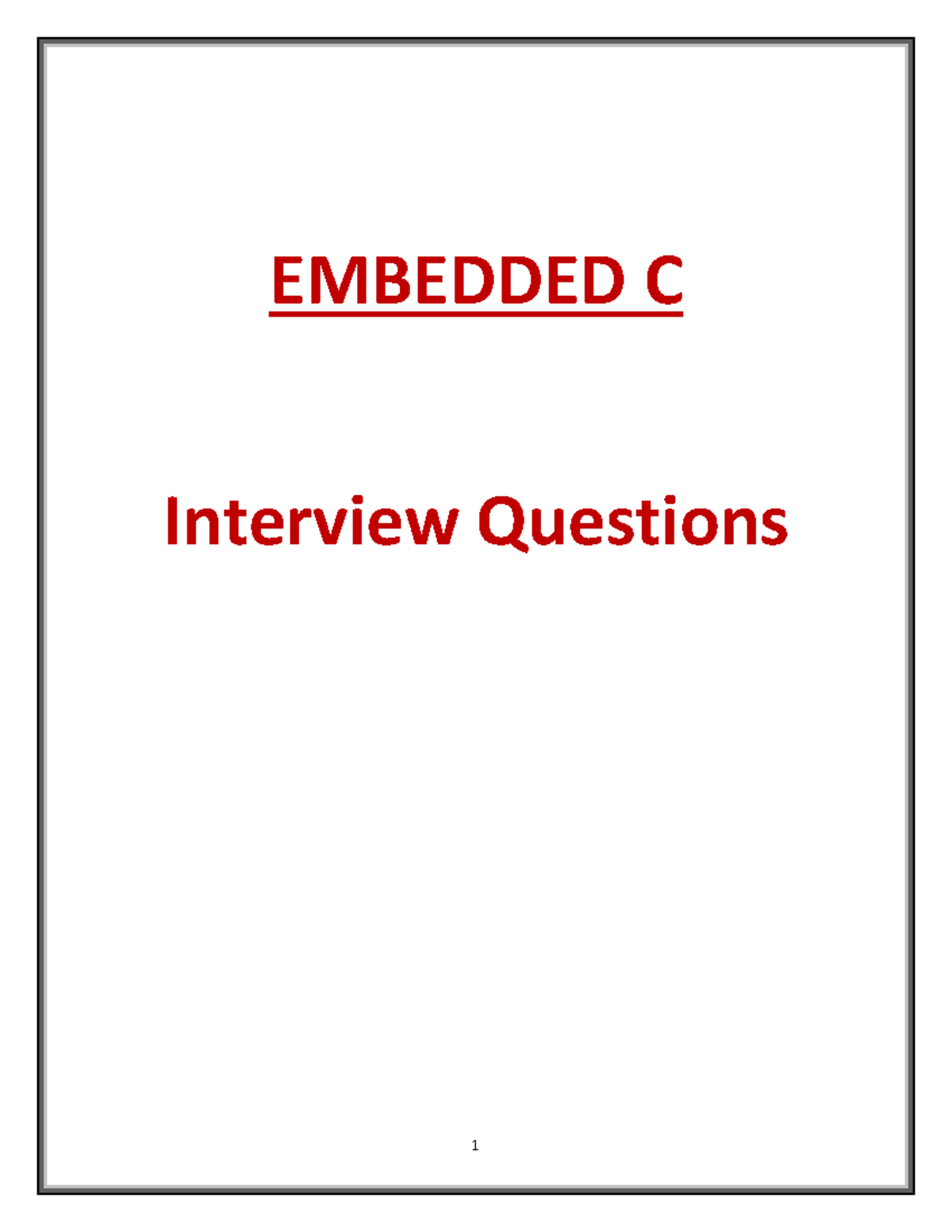 Embedded C Interview Questions and Answers - Part 1 - Studocu