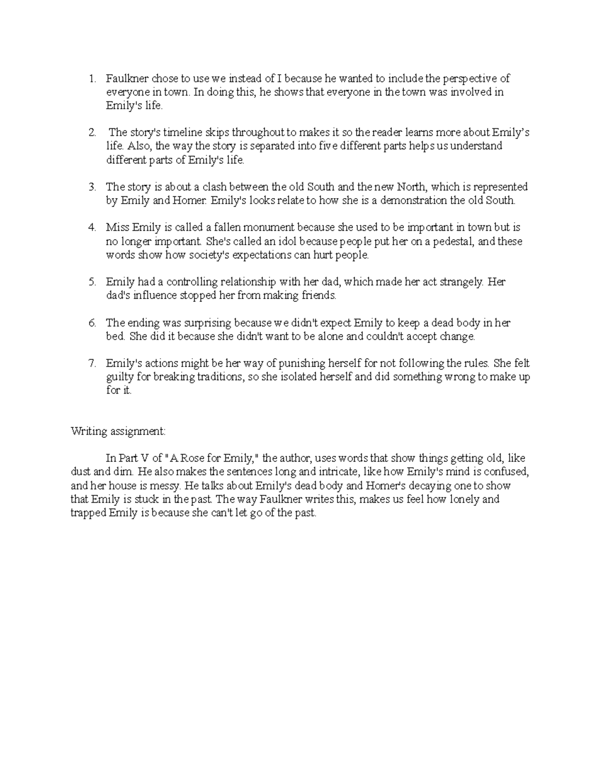 Analysis of Themes and Characters in "A Rose for Emily" - Studocu