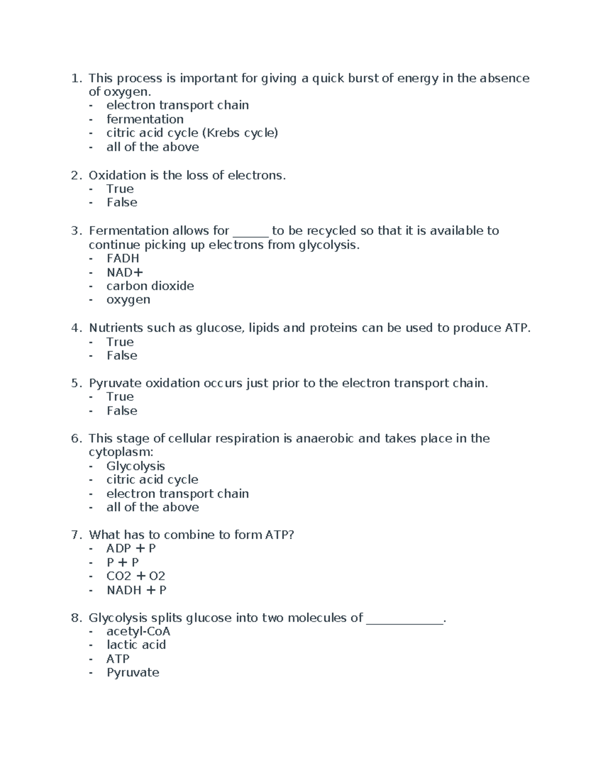 Biology 101: Midterm Review on Cellular Respiration & Genetics - Studocu