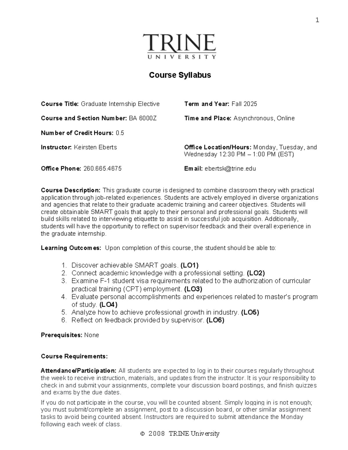 BA 6000Z Graduate Internship Syllabus - Fall 2025 - Studocu