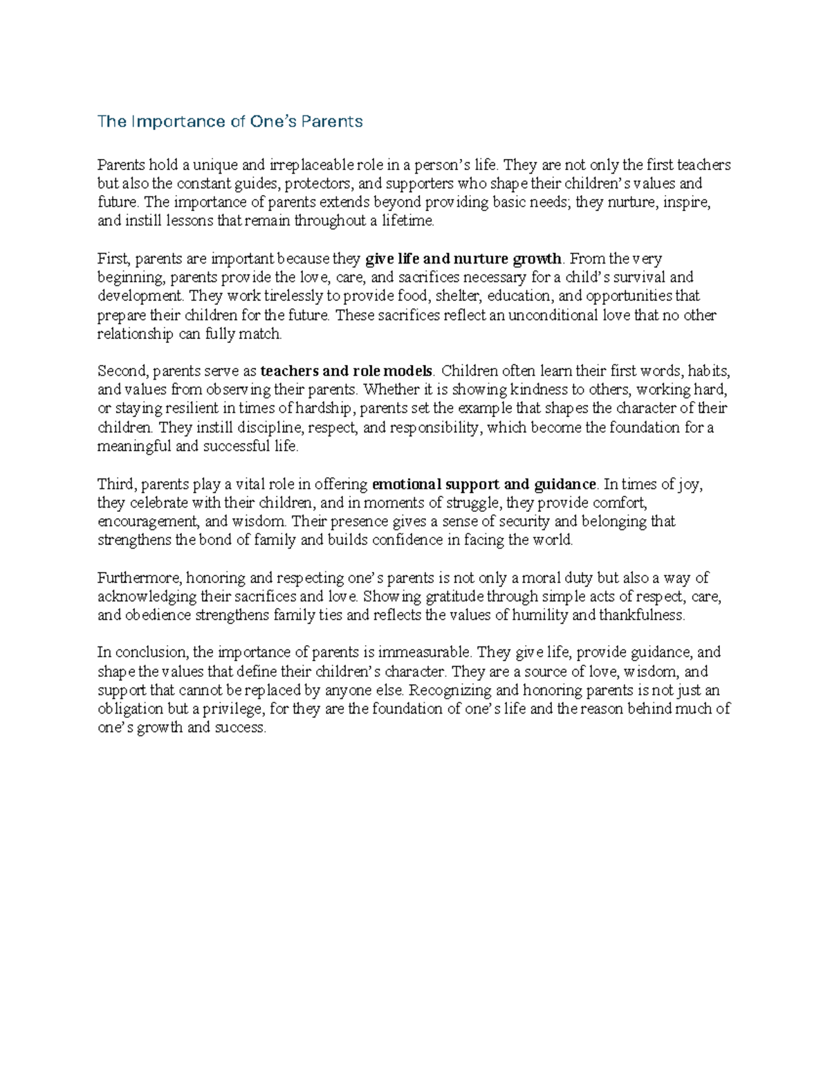 The Role of Parents in Child Development and Growth - Studocu