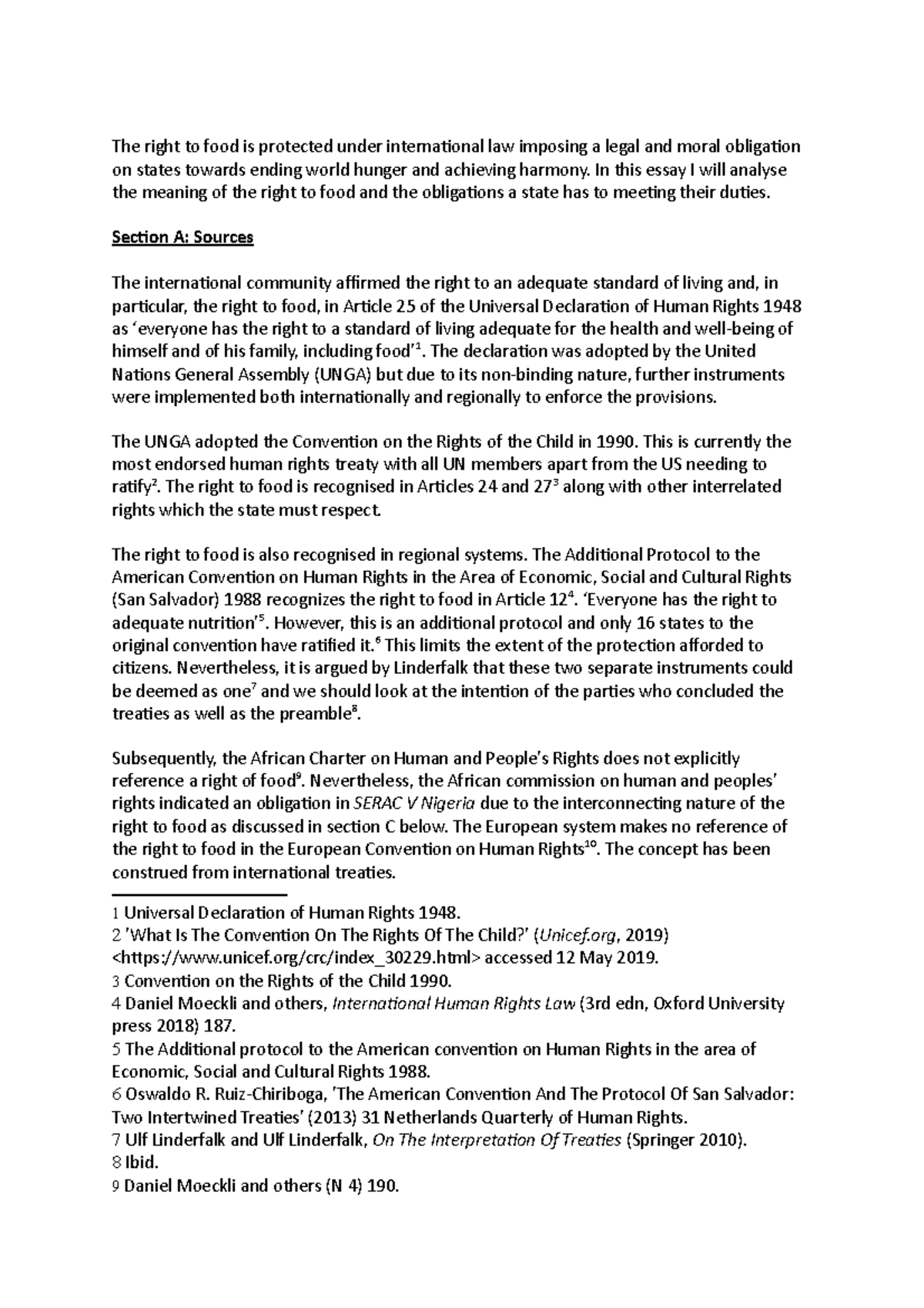Human Rights Assignment: Analyzing the Right to Food Under Law - Studocu