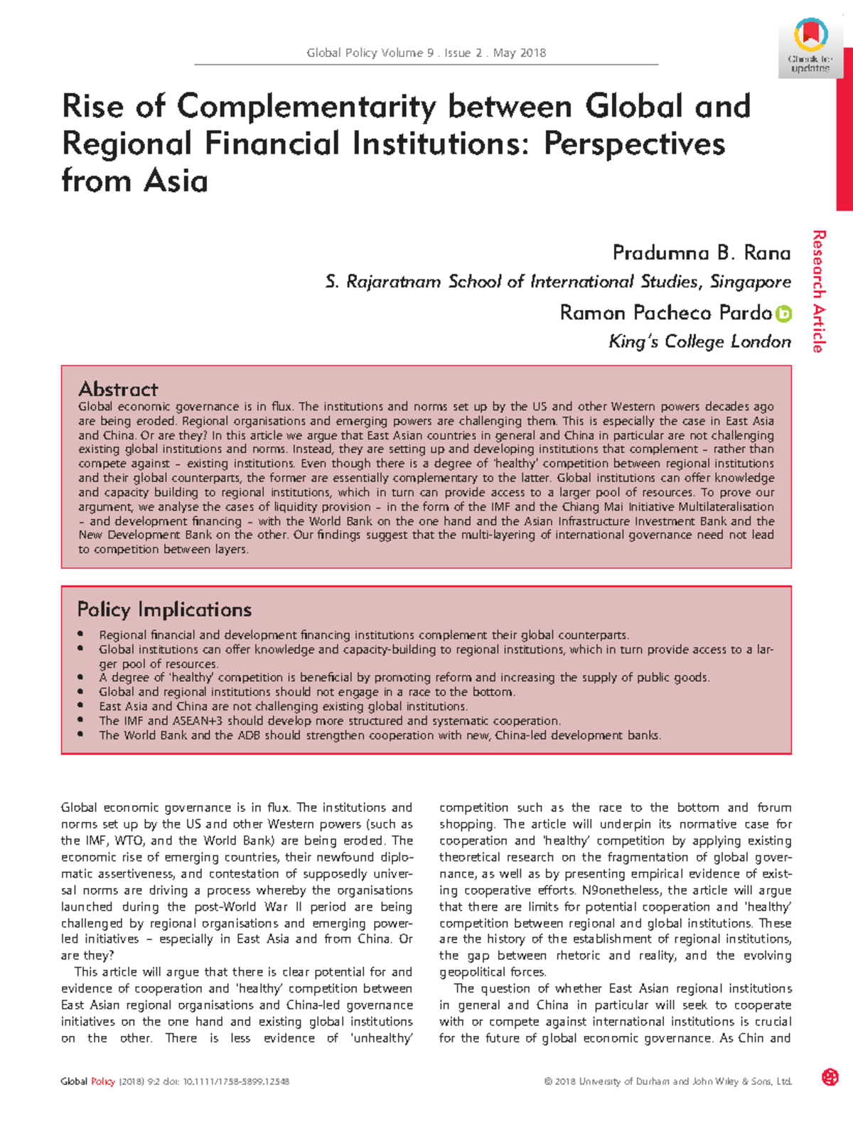 Global Policy 2018: Complementarity in Financial Institutions in Asia ...