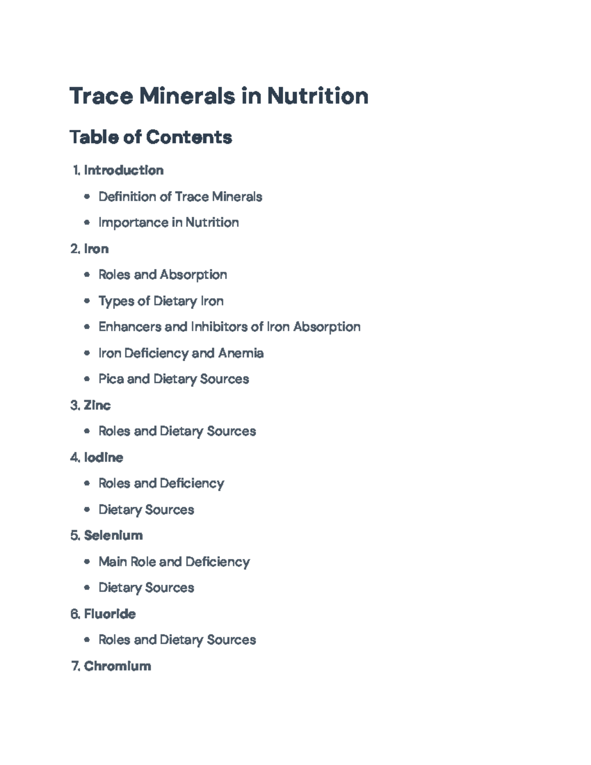 Essential Trace Minerals in Nutrition: Roles and Dietary Sources ...