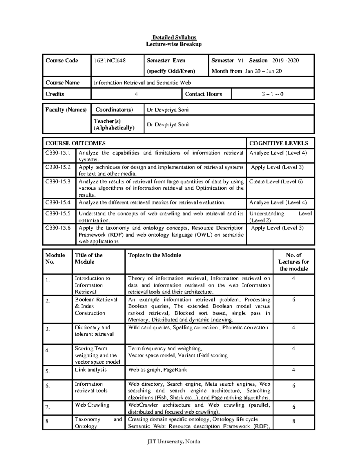 16B1NCI648 Lecture Notes on Information Retrieval & Semantic Web - Studocu